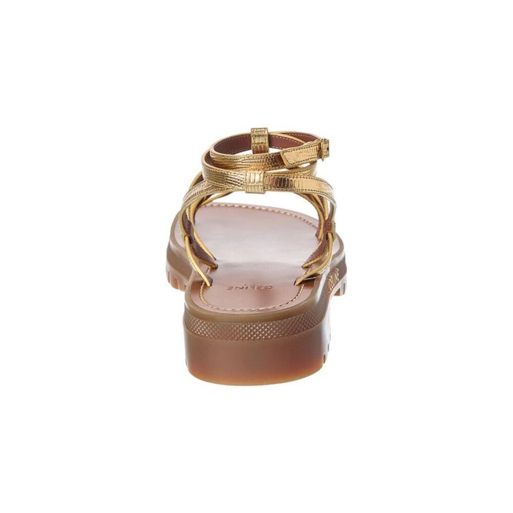 Celine Clea Tejus Leather Sandal, Gold - Picture 3 of 5
